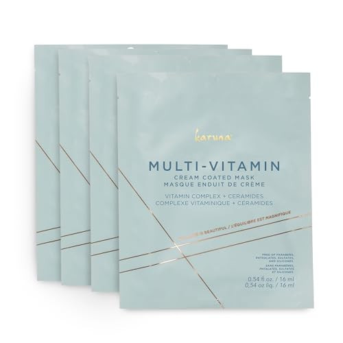 Karuna - MULTI-VITAMIN Face Masks Skincare Must-Have, Cream-Coated, Hypoallergenic Hydration for Sensitive Skin, Vitamin-Rich Facial Masks, Lightweight, Non-Greasy, 16 ml, 4 Pack | Amazon (US)