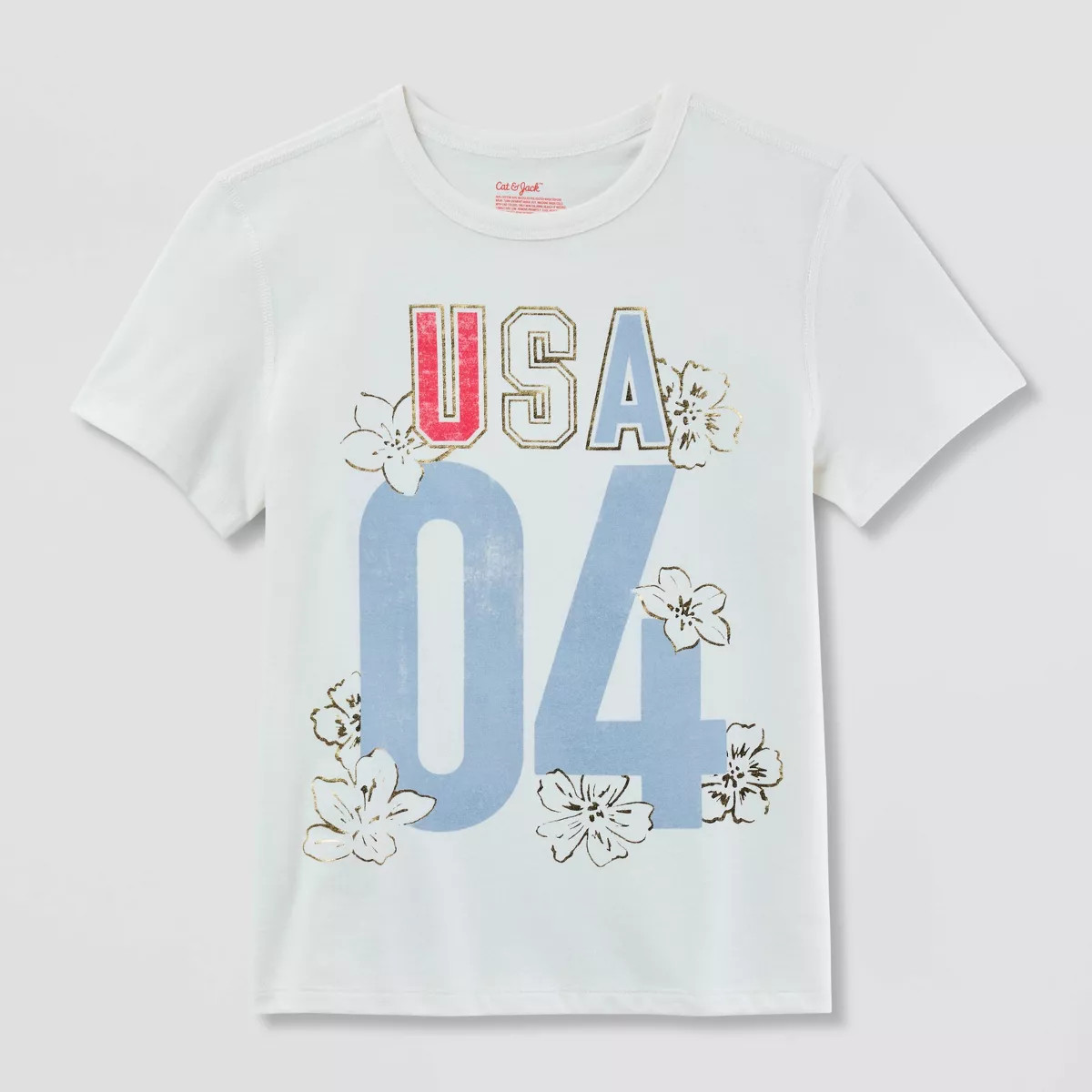 Kids' Adaptive Short Sleeve 4th of July 'USA' Graphic T-Shirt - Cat & Jack™ Cream | Target