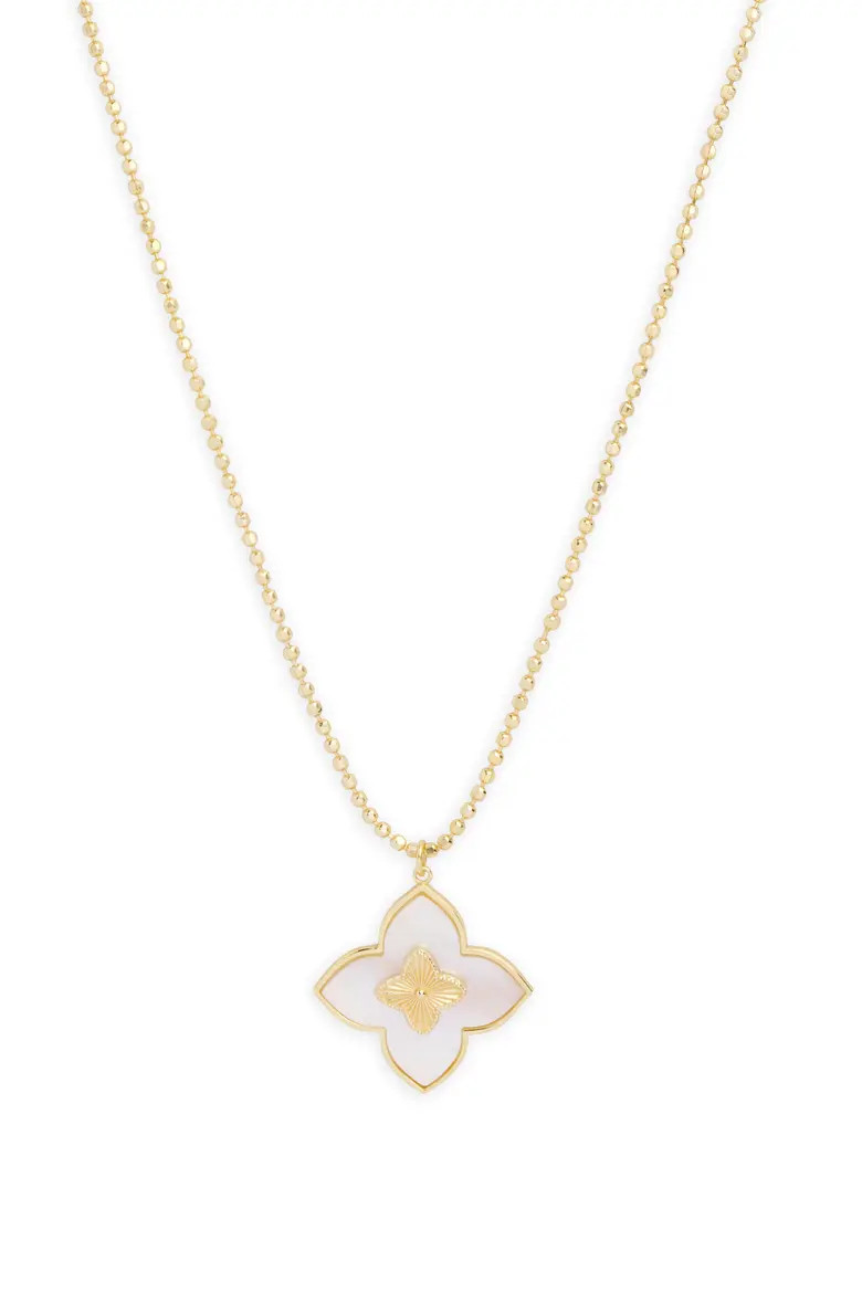 Argento Vivo Sterling Silver Ball Chain Clover Pendant Necklace in Gold at Nordstrom | Nordstrom