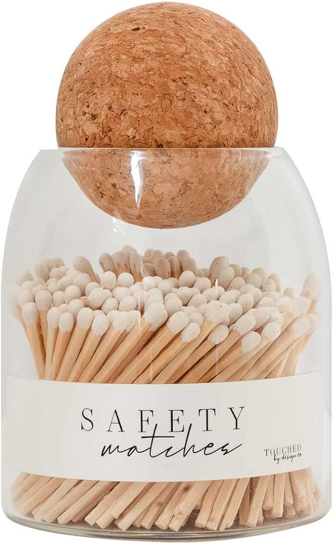 Decorative White Safety Wooden Match Holder | Cute Glass Bottle Jar for Lighting Candles | Premiu... | Amazon (US)