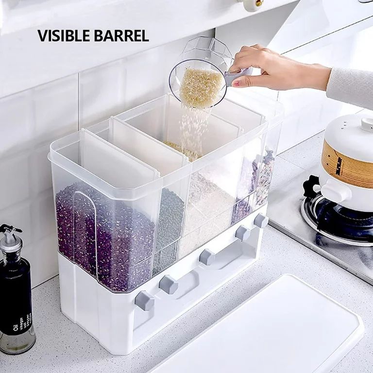 Fichiouy 5-Grids Cereal Dispenser Rice Grain Dry Food Container Storage Countertop Case | Walmart (US)