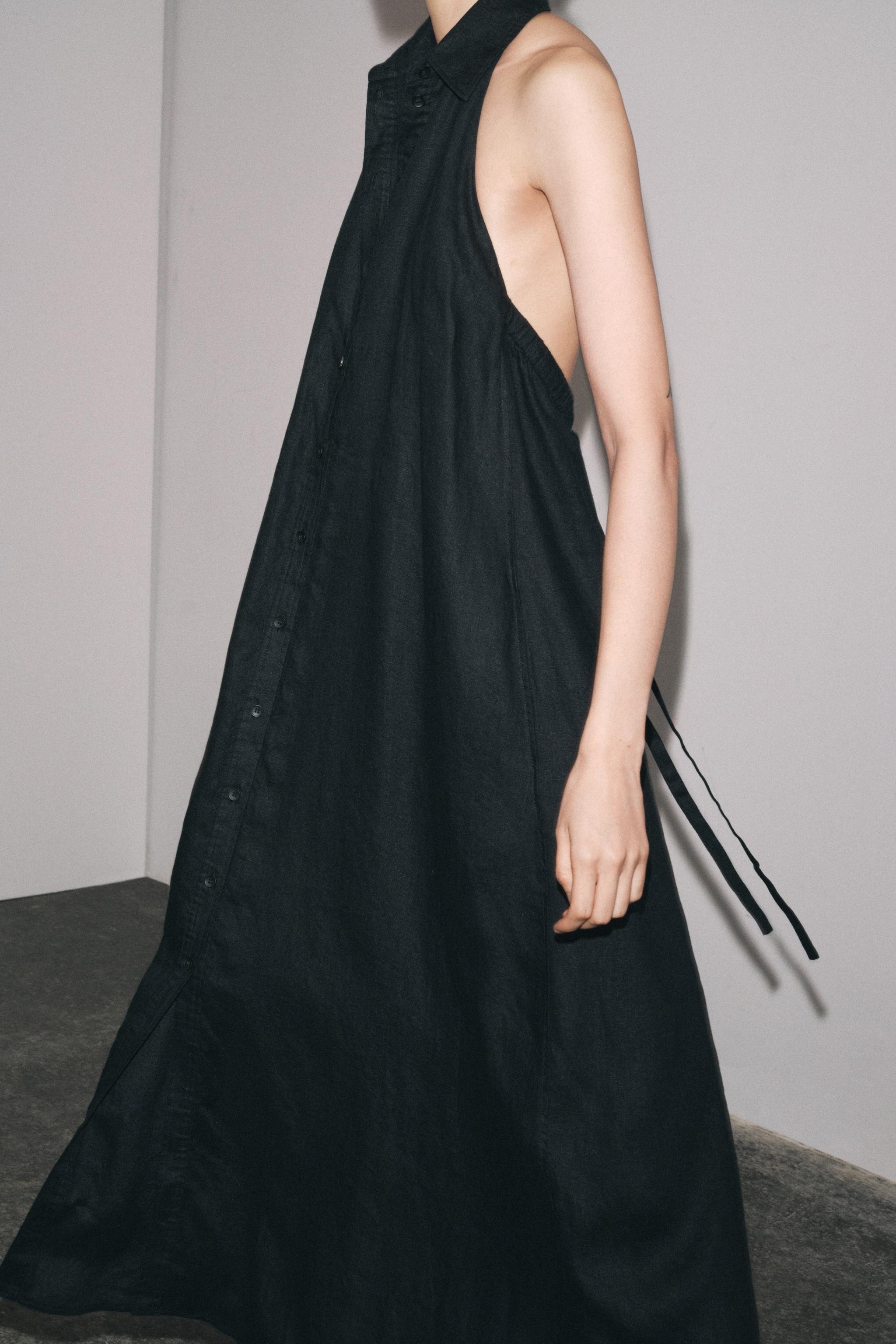 100% LINEN HALTER DRESS ZW COLLECTION | Zara US