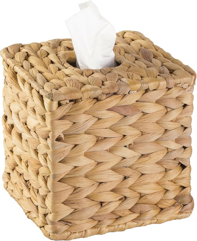Vintiquewise Water Hyacinth Wicker Tissue Box Cover Square, Rattan Woven Tissue Box Holder, Rusti... | Amazon (US)