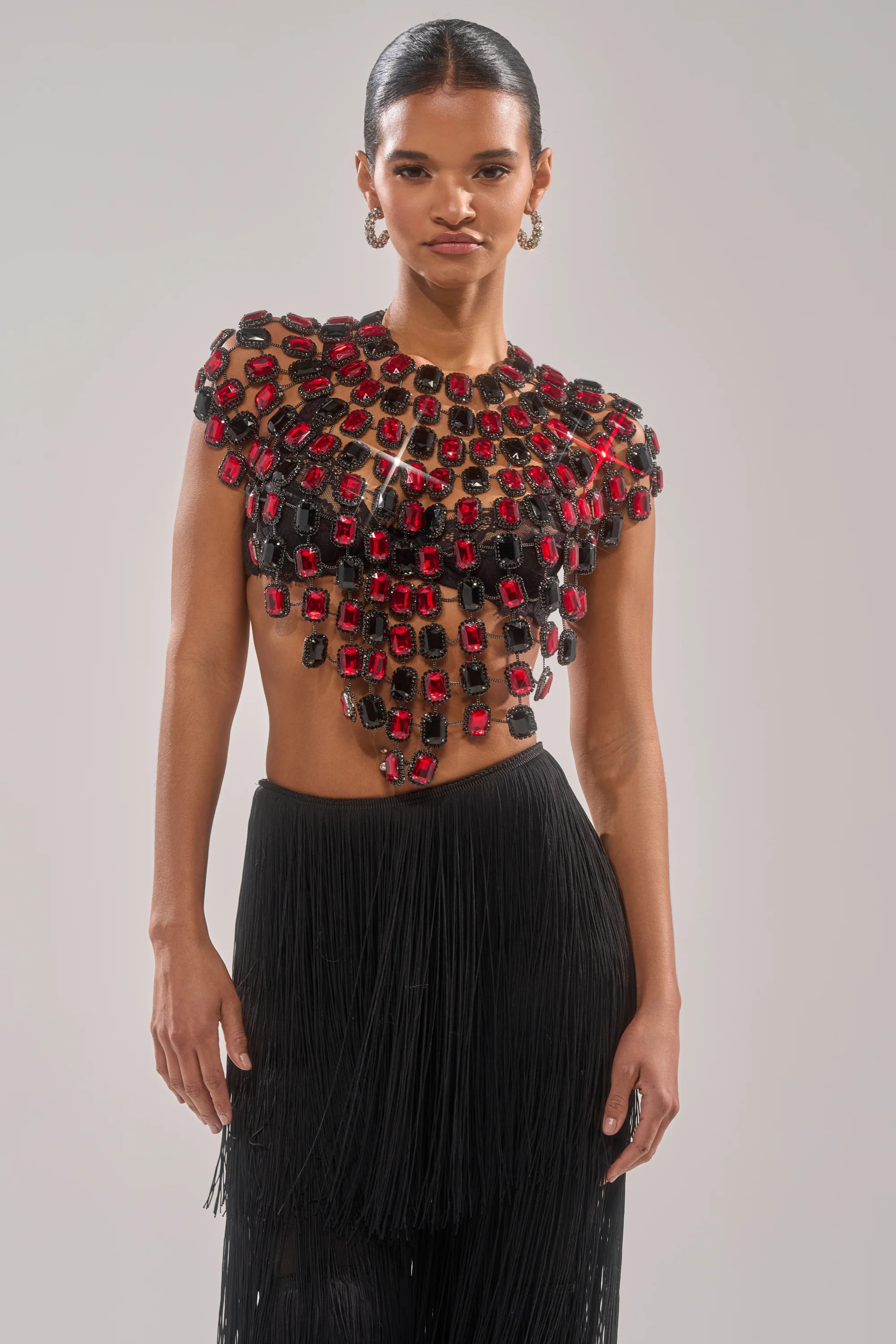 AKIRA Ruby Rhinestone Blouse | Black | AKIRA