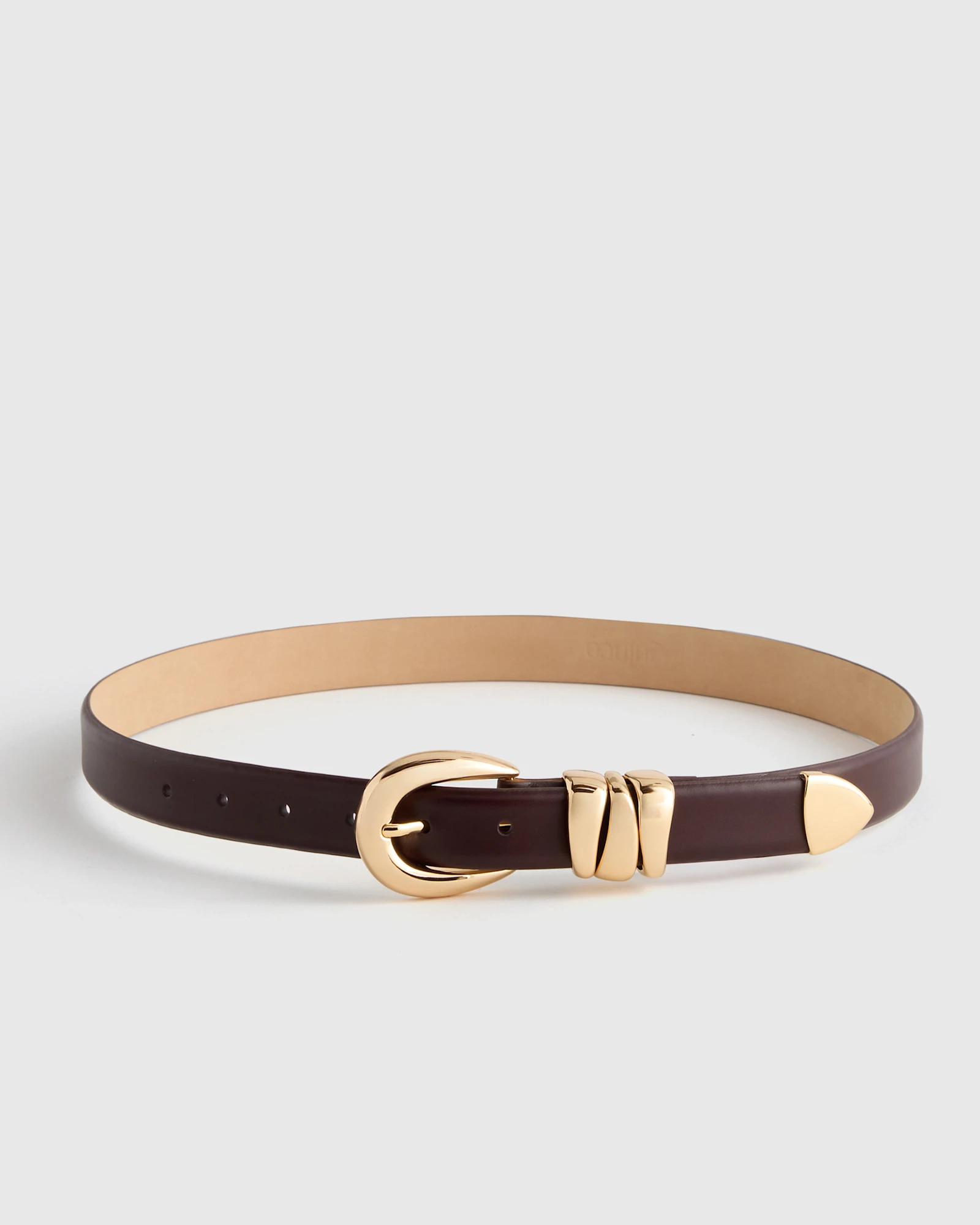 Elissa Triple Keeper European Leather Belt in Espresso | Quince