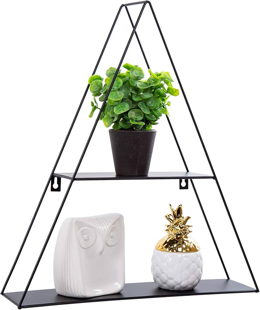 Truu Design Decorative Wall Accent Metal Floating Shelf, 16 x 17.2 inches, Black - Triangle | Amazon (US)