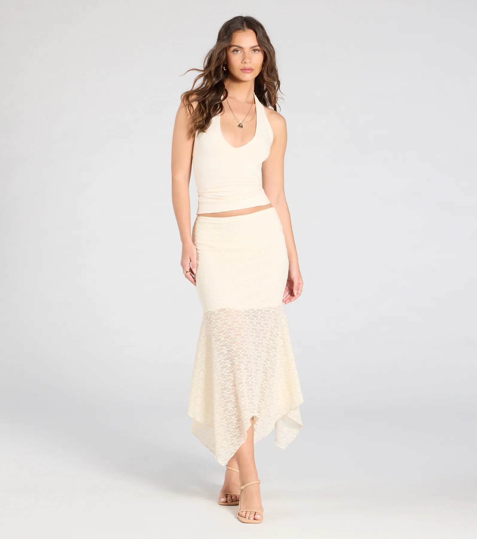 Boho Babe Lace Hanky Hem Maxi Skirt | Windsor Stores