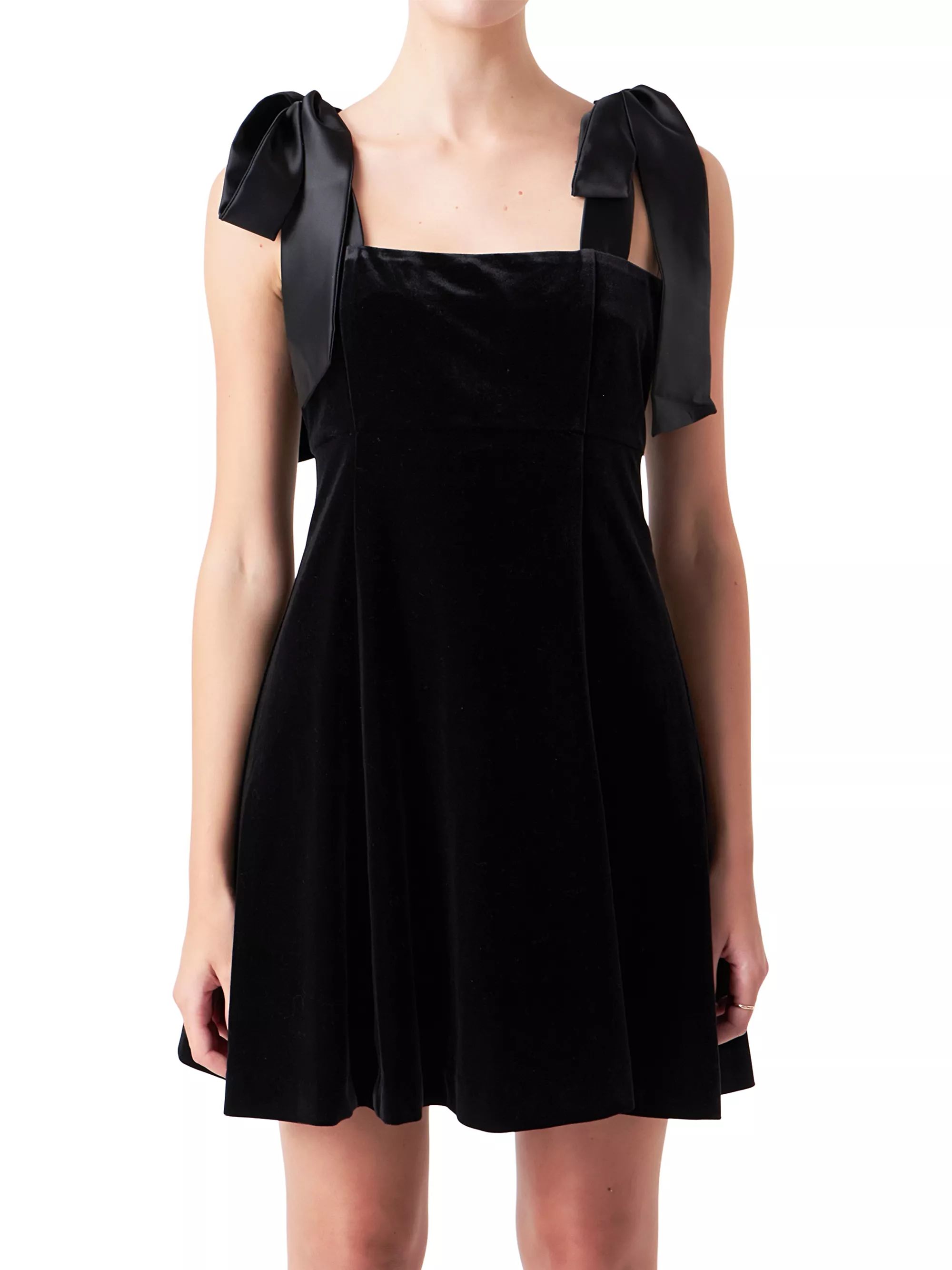 Satin Tie Velvet Mini Dress | Saks Fifth Avenue