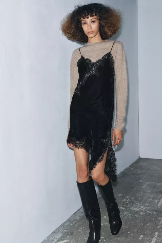 VELVET LACE DRESS ZW COLLECTION | Zara US