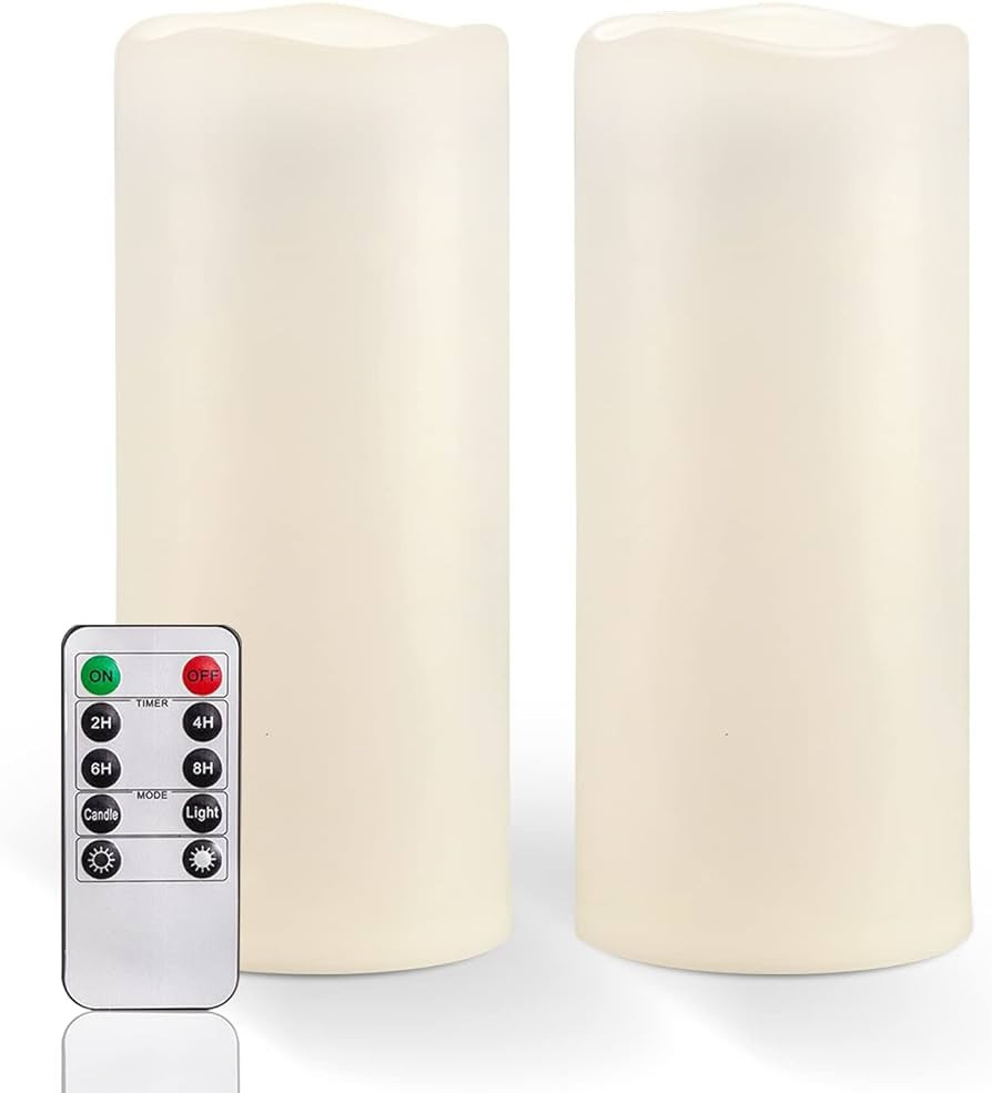 Homemory 10" x 4" Large Waterproof Outdoor Flameless Candles with Remote Control and Timer, Batte... | Amazon (US)