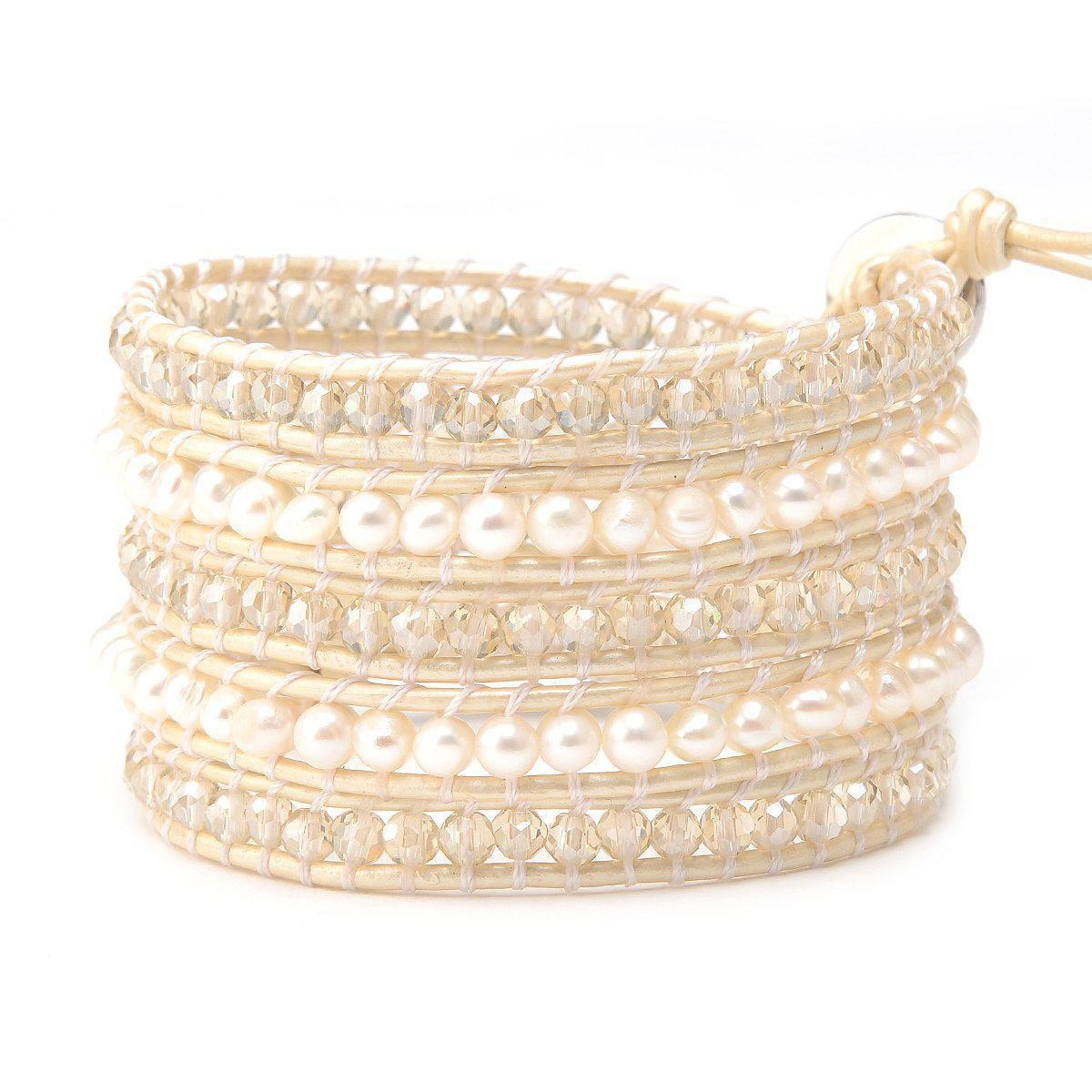 Freshwater Pearls and Clear Crystals on Ivory | Victoria Emerson