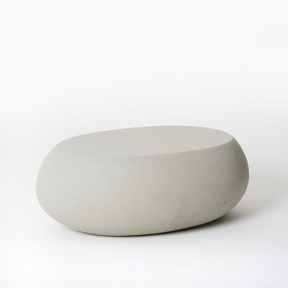 Pebble Outdoor 36 in Oval Coffee Table, Gray Concrete | West Elm (US)