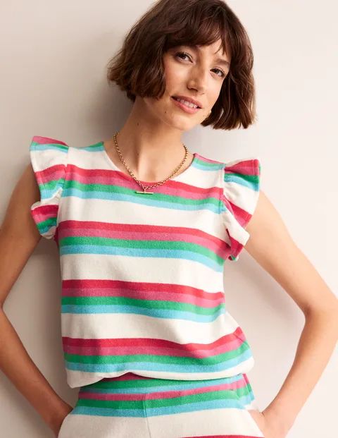 Towelling Frilled T-Shirt | Boden (US)