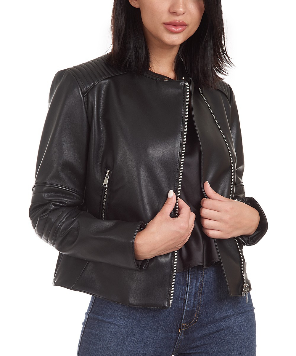 KENDALL + KYLIE Women's Leather Jackets BLACK - Black Moto Jacket - Women | Zulily