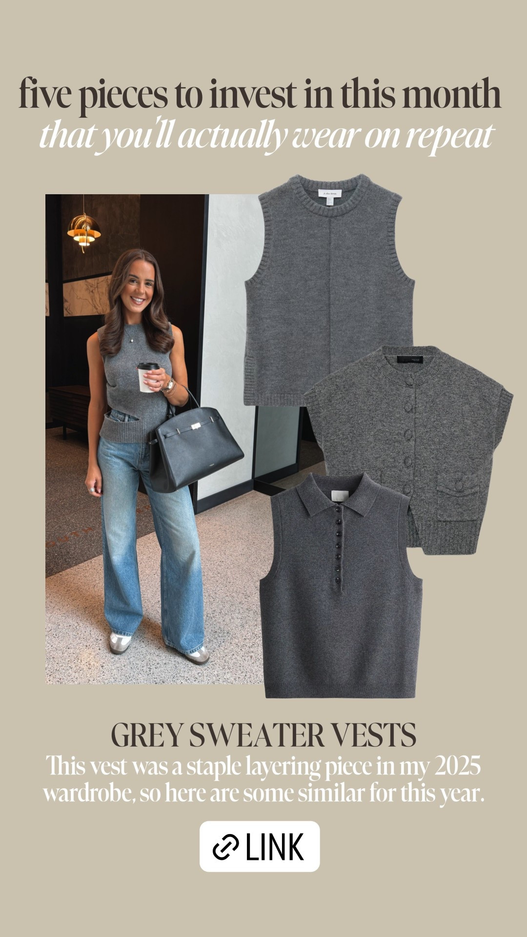 grey sweater vest 🫶🏼

#LTKstyletip #LTKwinter #LTKjeans