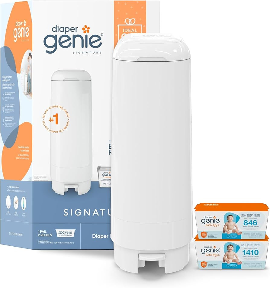 Diaper Genie Signature Gift Set | Includes Easy Roll Refill with 48 Bags | Holds Up to 2256 Newbo... | Amazon (US)