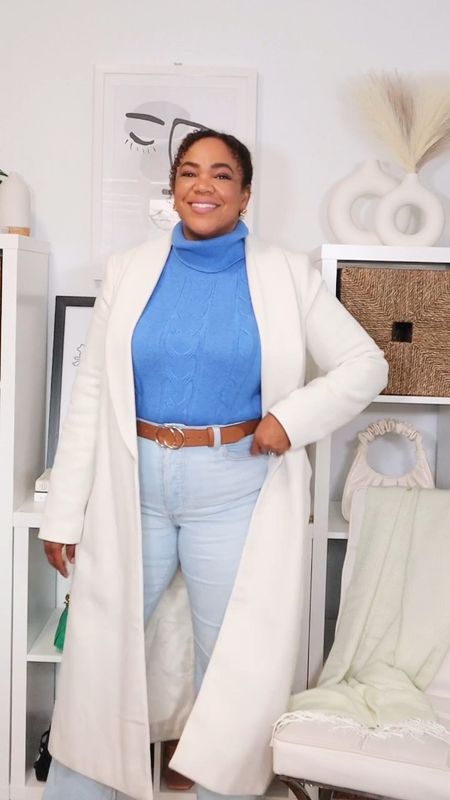Cozy combo with some color 💙! Wearing a large in the sweater and 32 in the jeans.

#LTKunder50 #LTKcurves #LTKstyletip