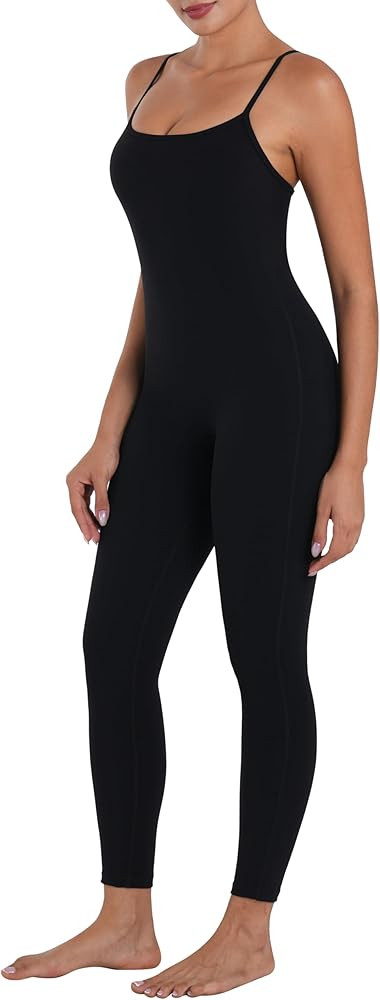 Sunzel Workout Jumpsuits for Women Adjustable Spaghetti Strap Leggings Bodysuit Square Neck Sleev... | Amazon (US)