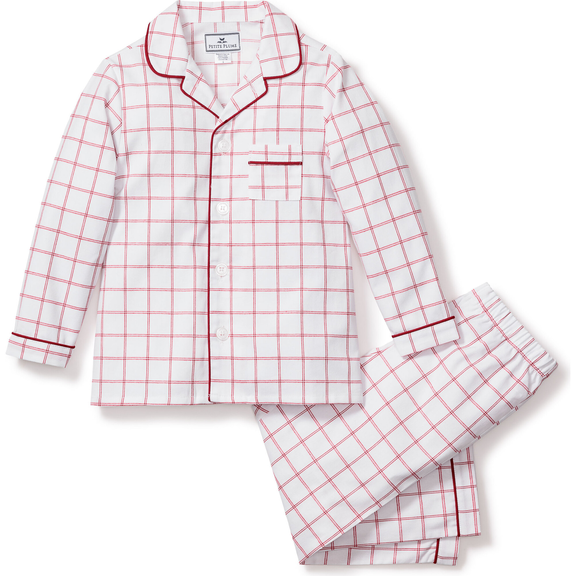 Children's Pajama Set, Garnet Tattersall | Maisonette