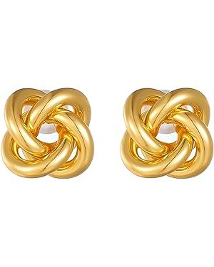 Gold Knot Stud Earrings for Women Statement Button Stud Earrings Minimalist Small Earrings | Amazon (US)