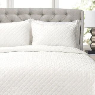 Copper Grove Balm Diamond Oversized Cotton 3-piece Quilt Set - White - King | Bed Bath & Beyond