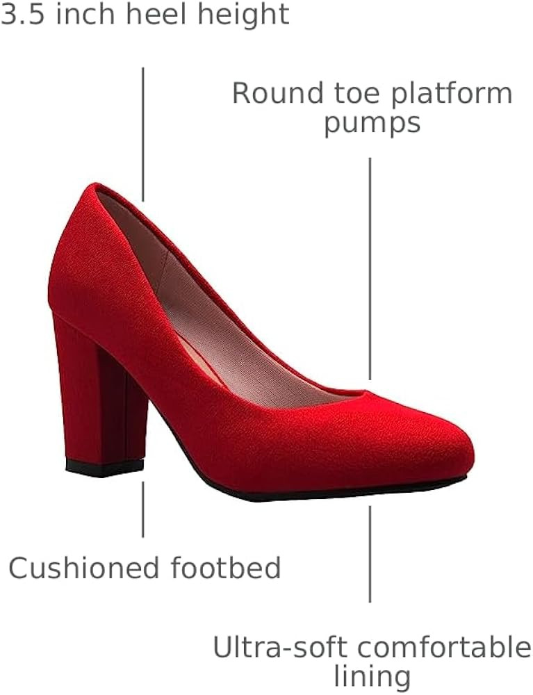 Olivia K Women's Classic Round-Toe Platform Pumps High Block Heel - Adorable, Comfortable | Amazon (US)
