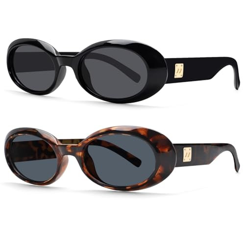 Trendy Oval Sunglasses for Women Retro Vintage 90s Sunnies for Small Face Narrow Round Shades Cat... | Amazon (US)