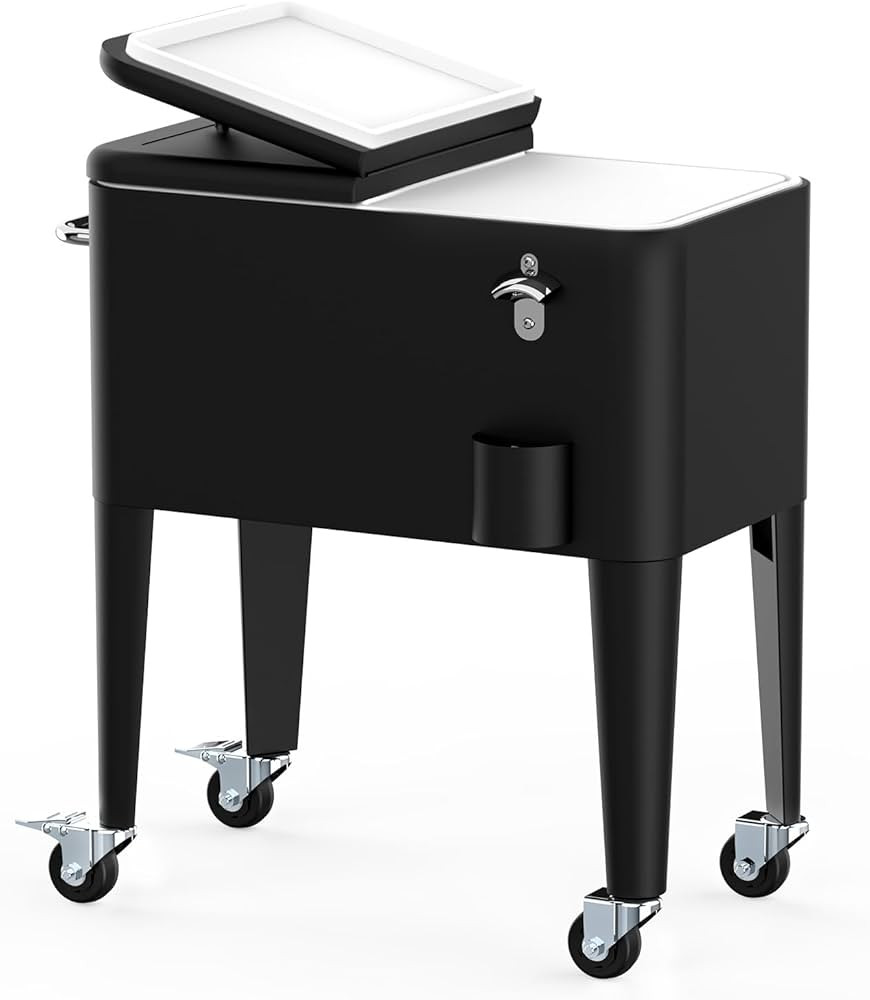 SHAREWIN 60 Quart Cooler Cart with Wheels and Handle, Drink Cooler Carts for Outdoor or Indoor En... | Amazon (US)