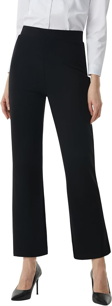 AFITNE Women's Yoga Dress Pants with Pockets High Waisted Pull On Straight Leg Cropped Pants Stre... | Amazon (US)