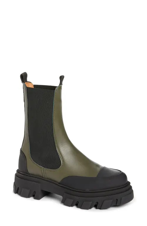 Ganni Calf Leather Mid Chelsea Boot in Kalamata at Nordstrom, Size 5Us | Nordstrom
