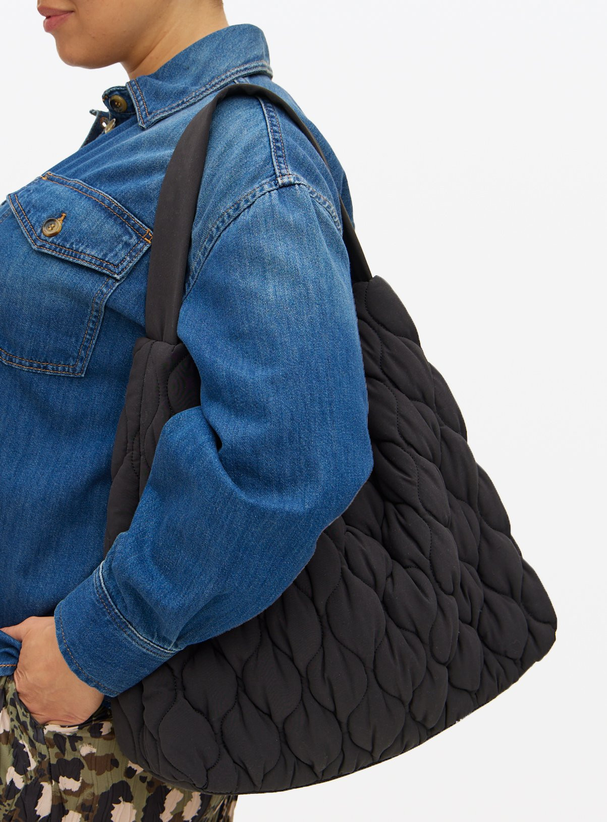 Black Quilted Nylon Shoulder Bag One Size | Tu Clothing
