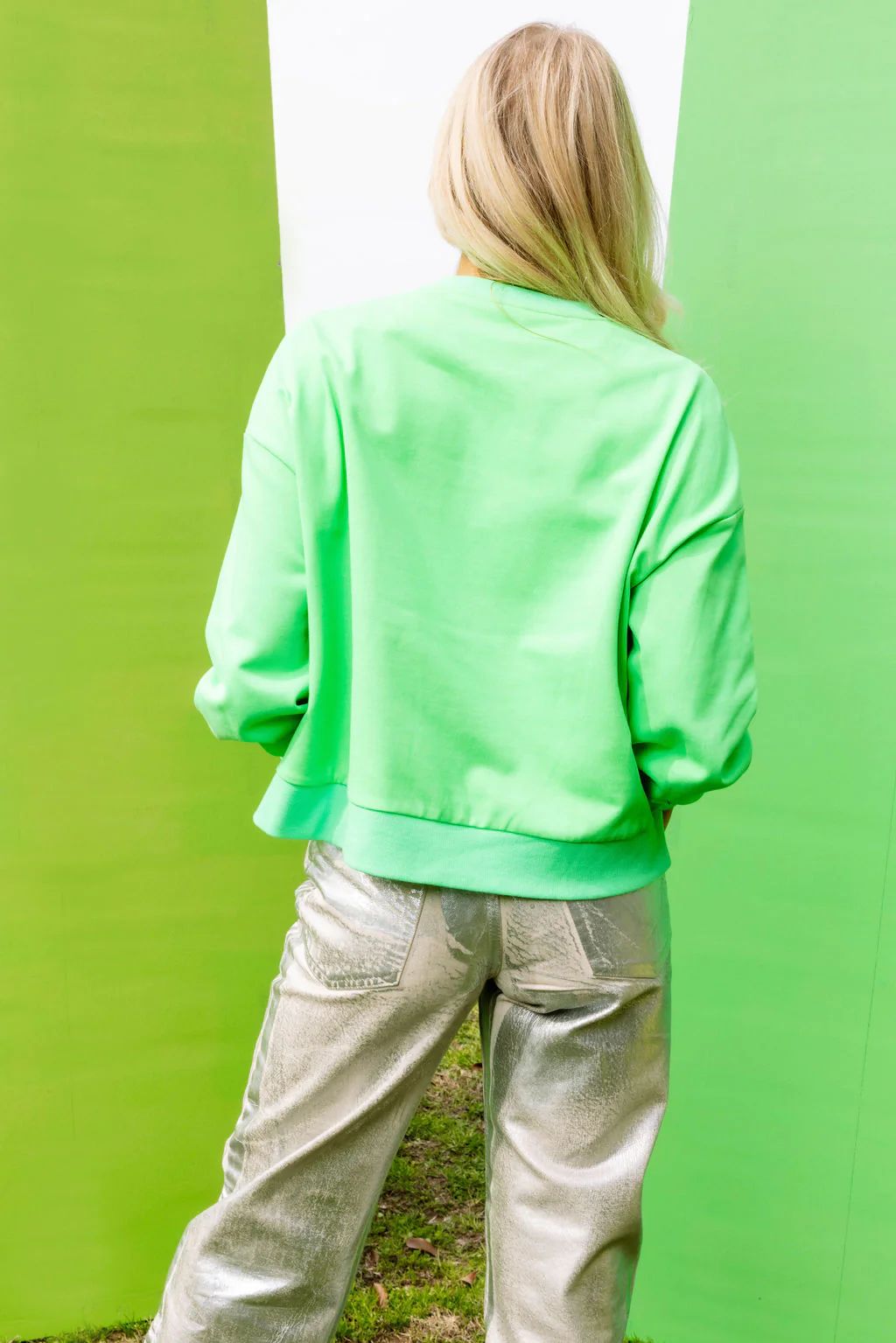 Neon Green St. Patrick's Day QOS Card Sweatshirt | Queen of Sparkles