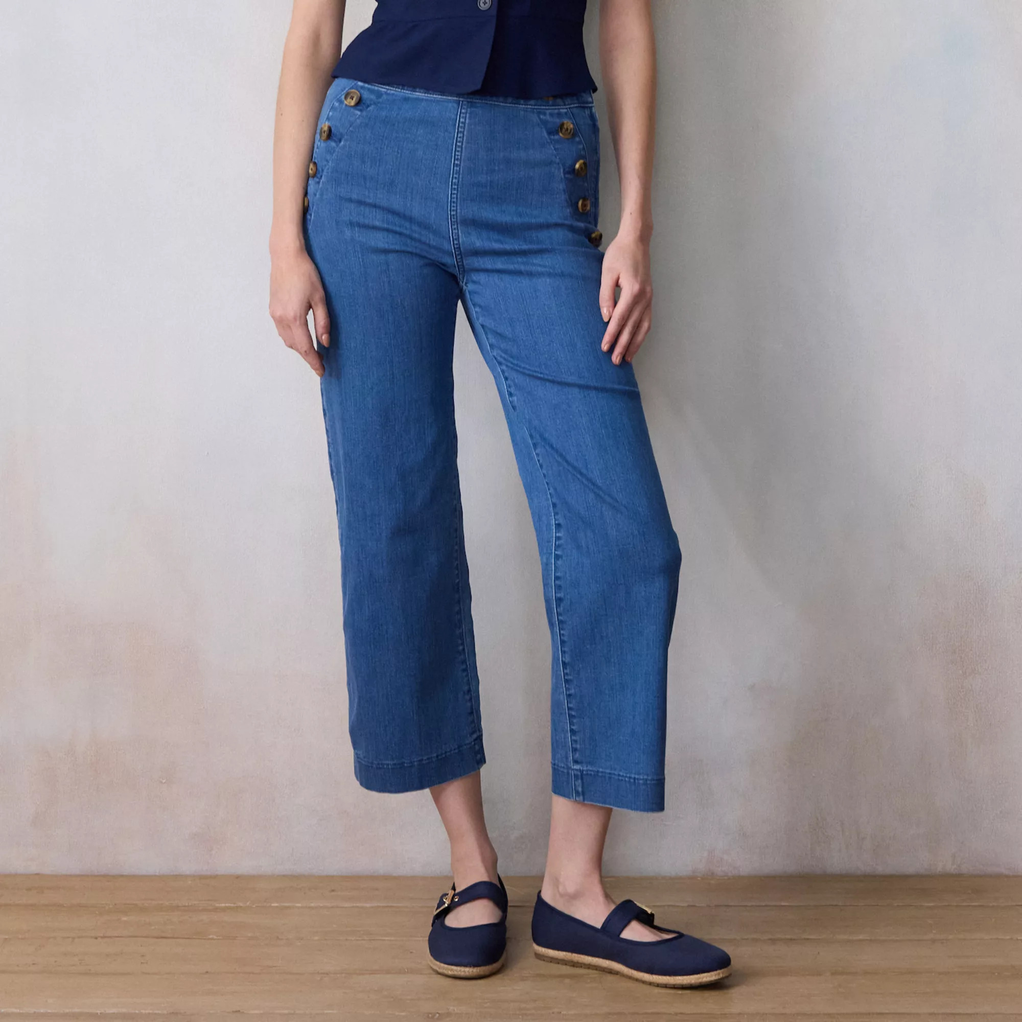 Women's LC Lauren Conrad Super High Rise Crop Sailor Jeans | Kohl's