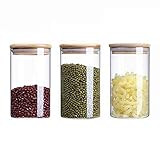 Set of 3 Stackable Glass Food Storage Container with Airtight Bamboo Lid, 32oz (4" x 6") for the Pan | Amazon (US)