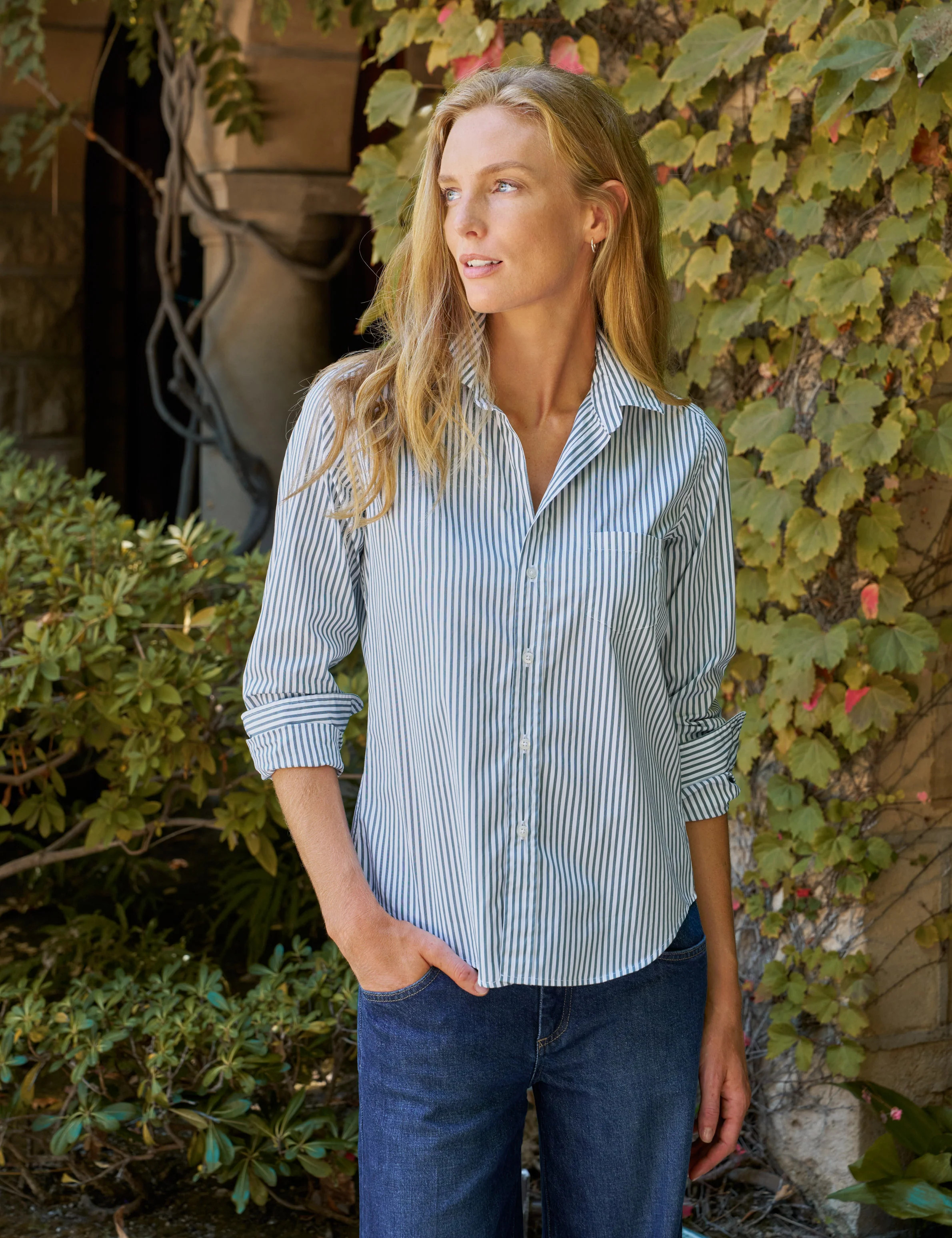 BARRY Multi Green Stripe, Italian Superluxe | Frank & Eileen