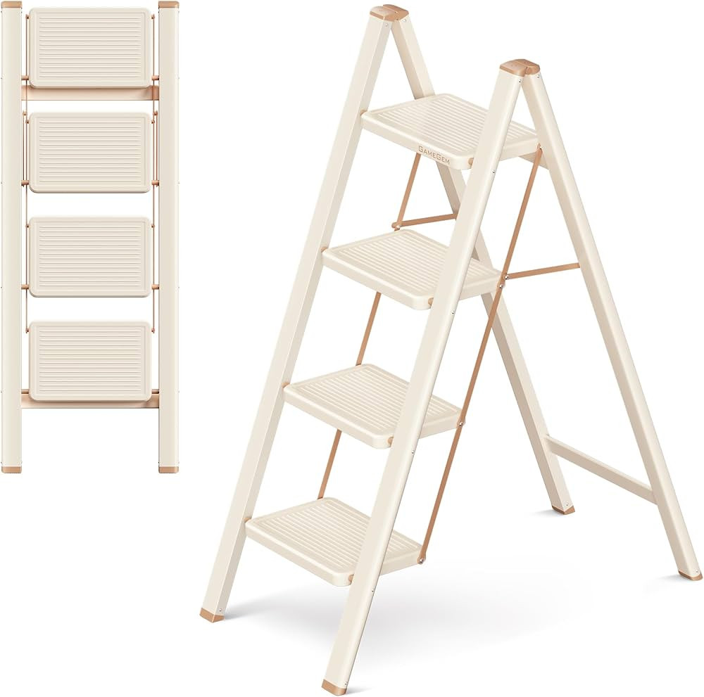 GameGem 4 Step Ladder Folding Step Stool with Wide Anti-Slip Pedal, 330LBS Capacity, Lightweight ... | Amazon (US)
