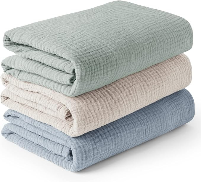 Konssy 3 Pack Muslin Swaddle Blankets for Unisex, Newborn Receiving Blanket, Large 47 x 47 inches... | Amazon (US)