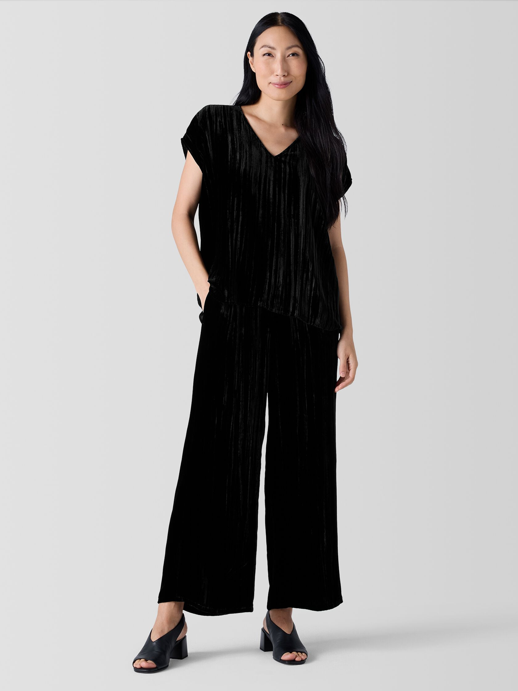 Crushed Velvet Wide-Leg Pant | Eileen Fisher