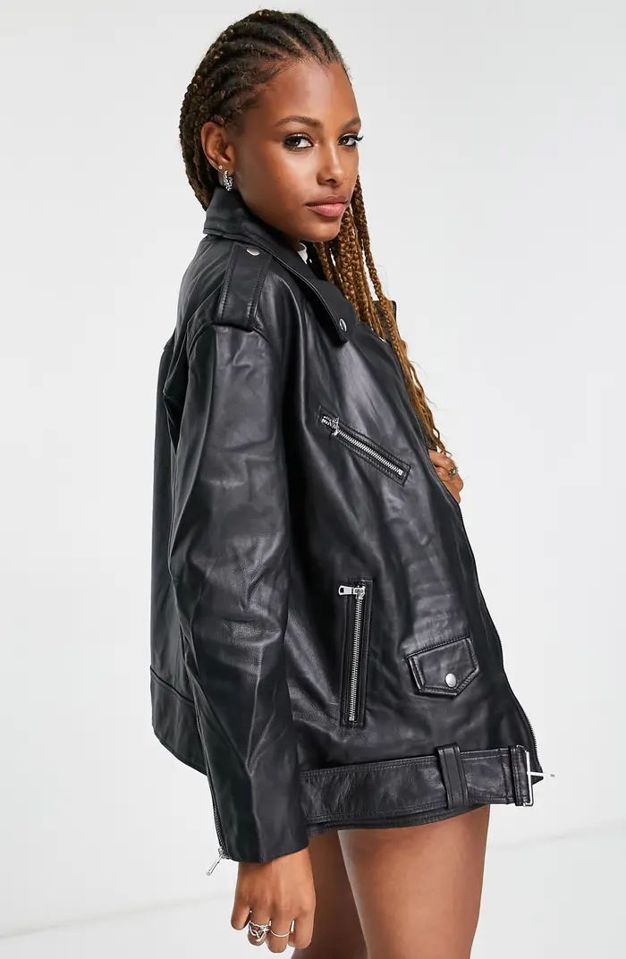 Oversize Leather Biker Jacket | Nordstrom