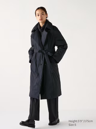Women's Down Belted Long Coat Black 2XL UNIQLO US | UNIQLO (US)