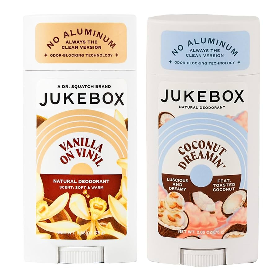 JUKEBOX Natural Deodorant for Women–Coconut Dreamin' & Vanilla on Vinyl Scents, Multi Pack-Alum... | Amazon (US)