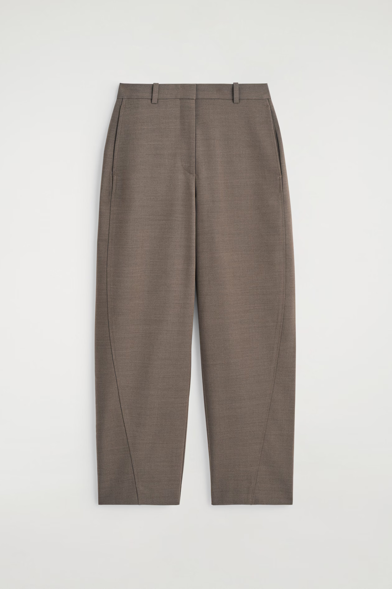 CROPPED WOOL BARREL-LEG TROUSERS - MOLE | COS | COS UK