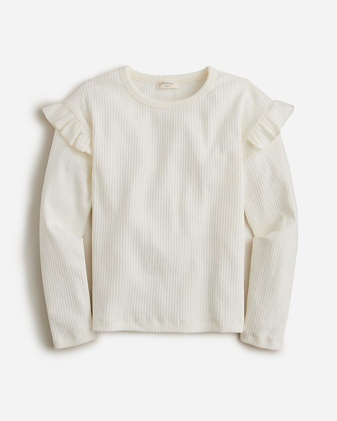 Girls' ruffle-shoulder ribbed T-shirt | J. Crew US
