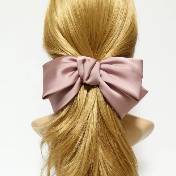 Texas satin hair bow very big satin simple bow french hair barrette for Women | Etsy (US)