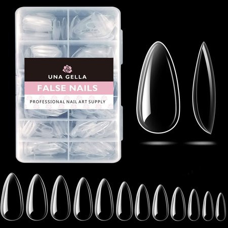 UNA GELLA Gel X Almond Fake Nail Tips - 216pcs Medium Pre-Shaped for Long-Lasting Acrylic Nails Perfect for DIY at Home Nail Salon - 12 Sizes | Walmart (US)