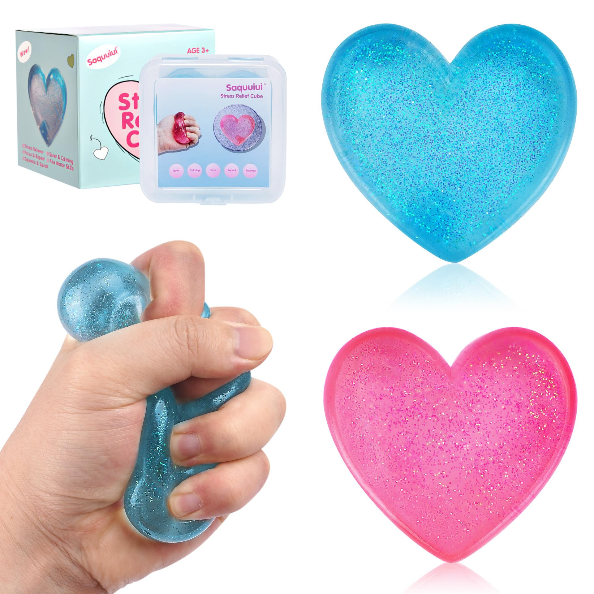 2-Pack Stress Cube Set: Quiet Squishy Toys for Anxiety Relief & Improve Focus, Durable, Sensory S... | Amazon (US)