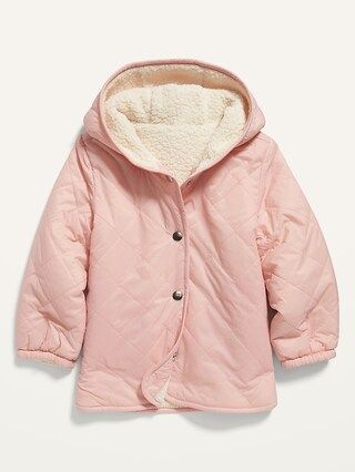 Reversible Quilted/Sherpa Hooded Liner Jacket for Toddler Girls | Old Navy (US)