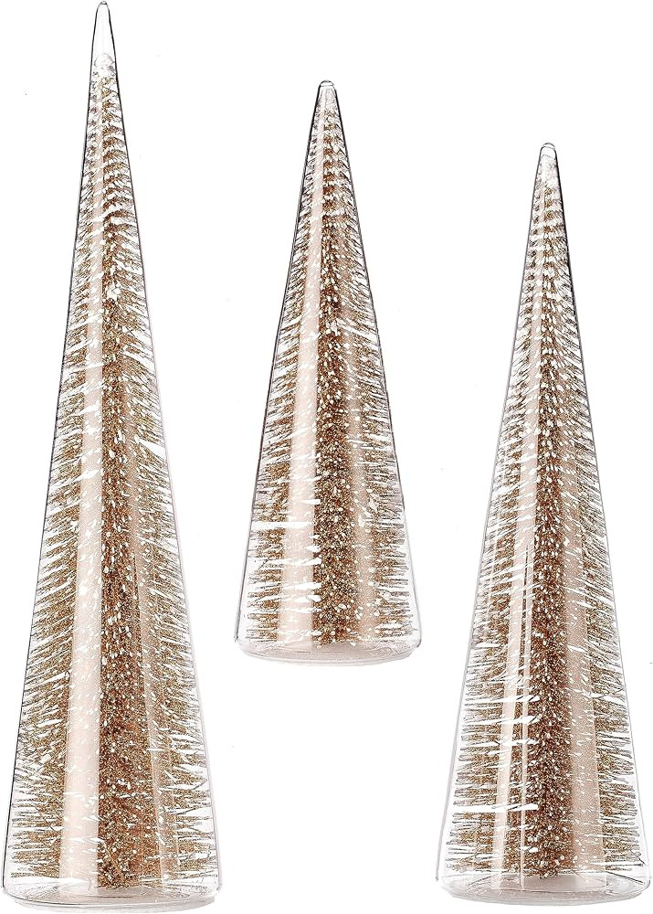 Regency International 7/11/13" Bristle in Glass Tree, Set of 3, Gold | Amazon (US)