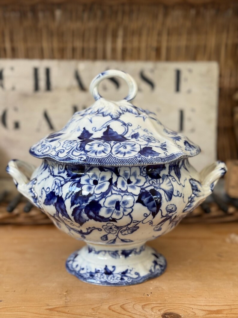 Antique French Creil Et Montereau “flora” Tureen | Blue & White Transferware | 19th Century F... | Etsy (US)