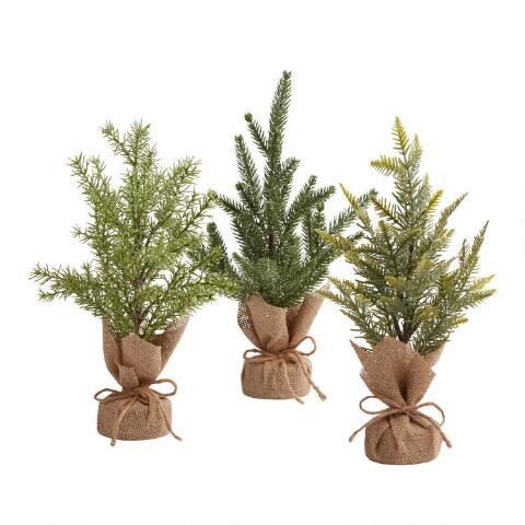 Artificial Tabletop Trees in Burlap Bases Decor Set of 3 | World Market